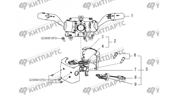 Комплект подрулевых переключателей, замок зажигания Great Wall Wingle 5